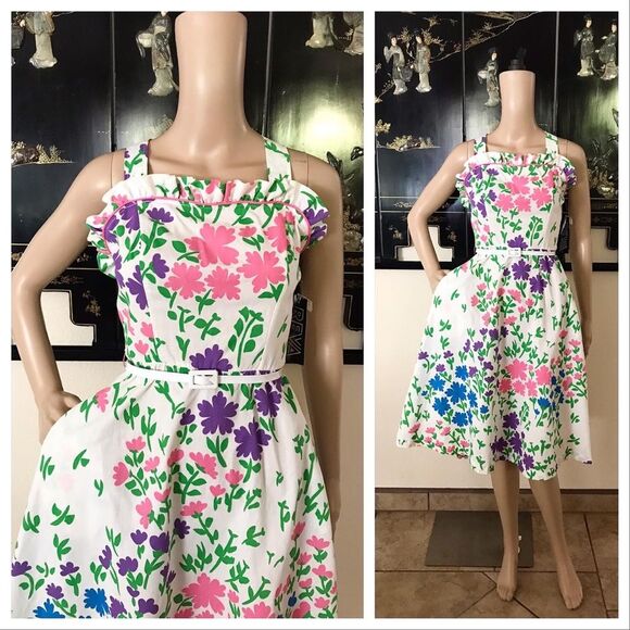 DEADSTOCK NWT 70’s 80’s Vintage Sundress Dress S M - Picture 1 of 10